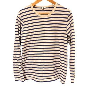 Blue and White Striped Henley Uniqlo